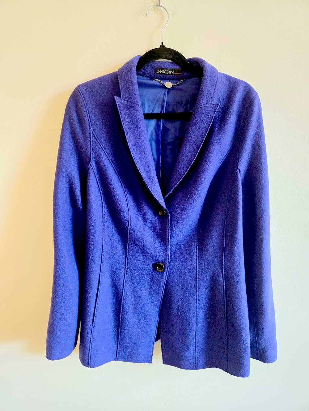 MARC CAIN | N5 (L) Virgin Wool Blazer Jacket | royal blue | $565 retail